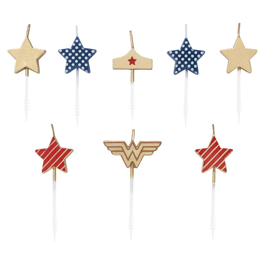 Wonder Woman Stars Cake Topper Birthday Candles 8 Count Papyrus