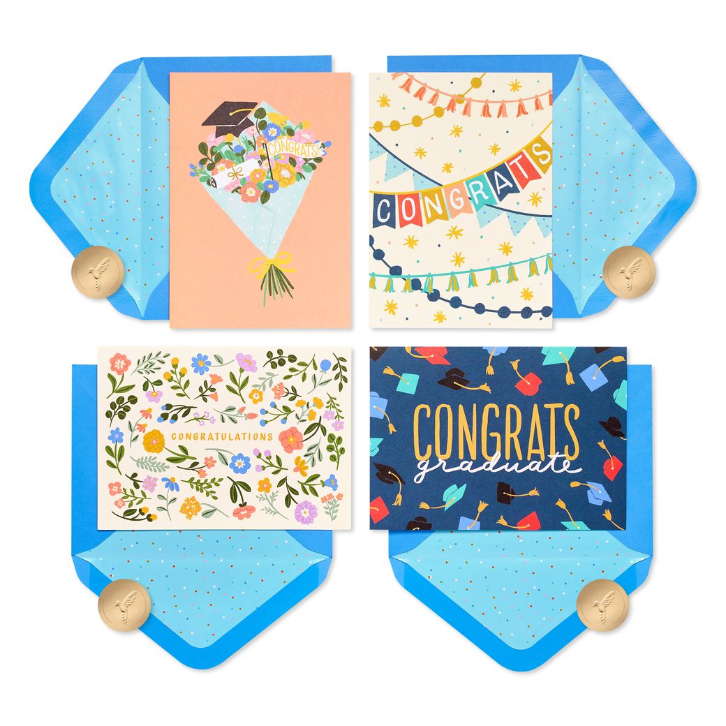 Congratulations Designs Graduation Cards Pack with Envelopes, 20-Count