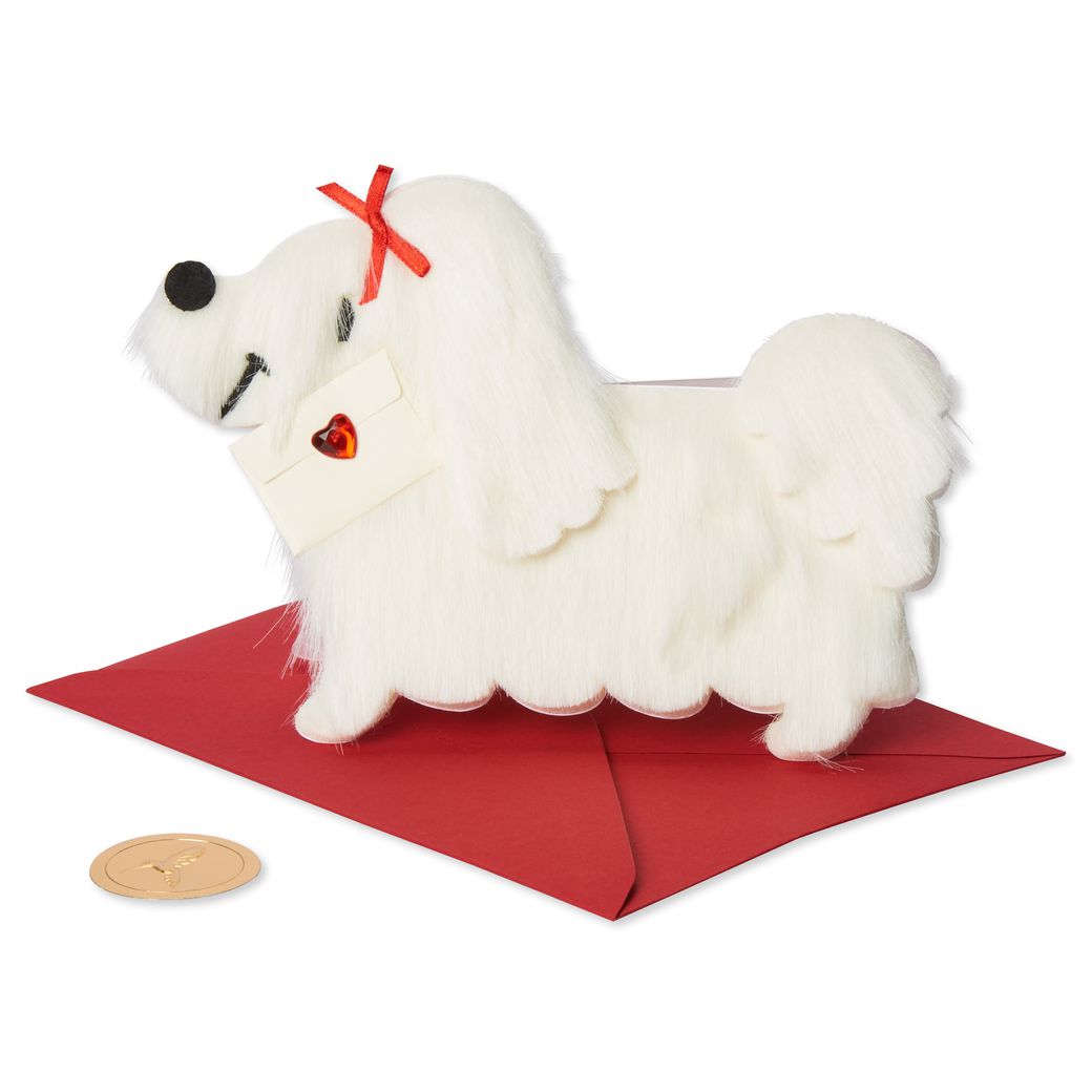 White Fur Dog with Letter Greeting Card Image 4