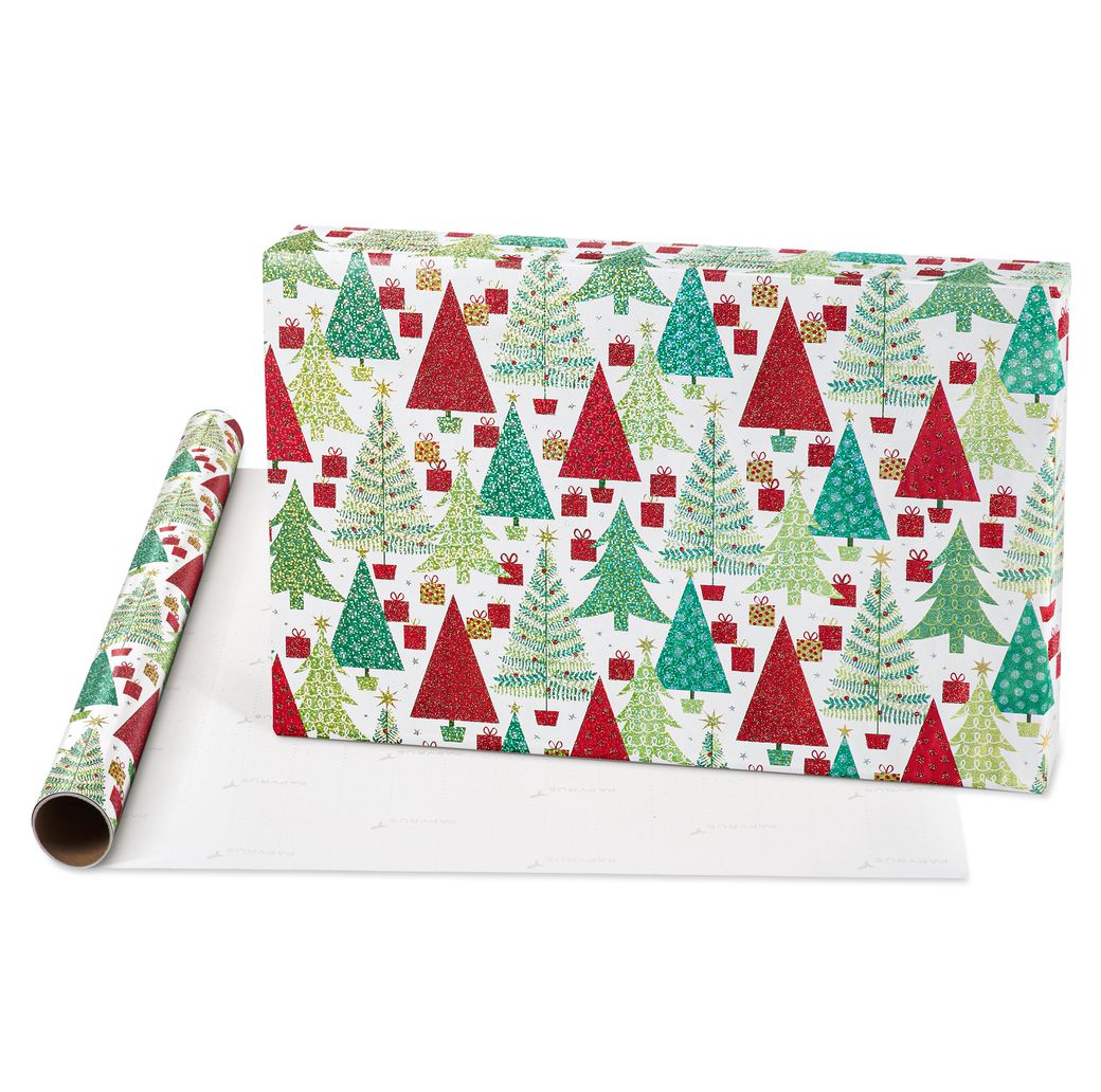 Christmas Trees and Candy Canes Holiday Wrapping Paper Set, 2 Rolls, 2 Ribbons, 5 Tags, 12 Labels Image 3