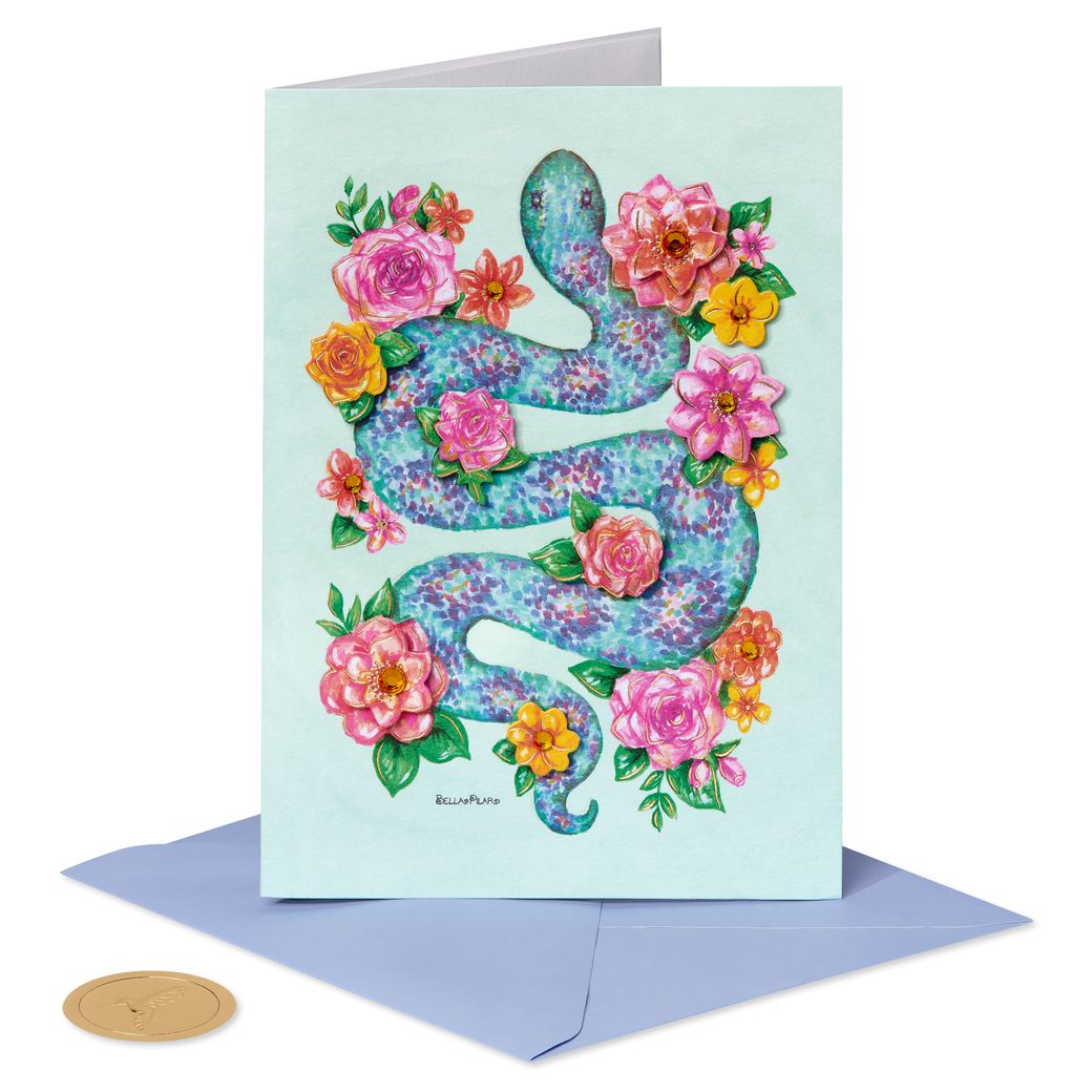 Snake and Flowers Blank Greeting Card Image 4