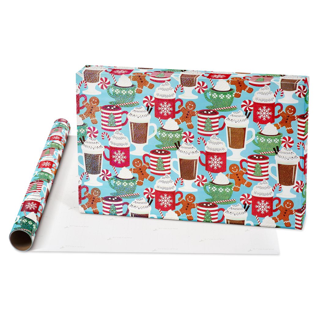 Candy Canes, Red + White Stripes, Hot Cocoa + Treats Holiday Wrapping Paper Bundle, 3 Rolls Image 4