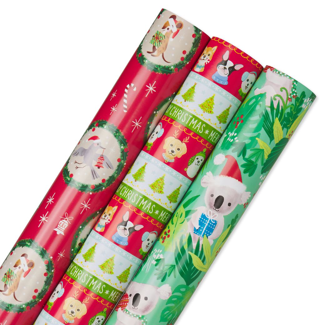 Forest Friends, Festive Friends, Koalas Holiday Wrapping Paper Bundle, 3 Rolls Image 5