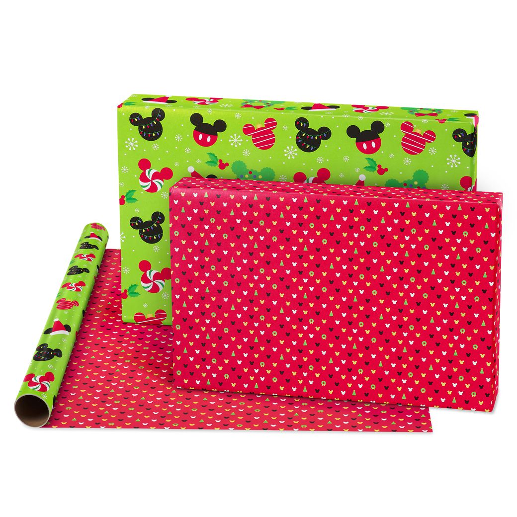 Mickey Mouse and Christmas Decorations Disney Holiday Wrapping Paper Bundle, 2 Rolls Image 4