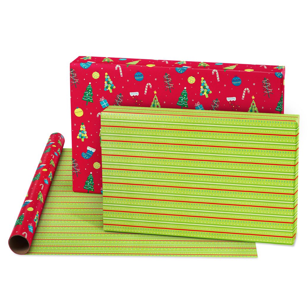 Mickey Mouse and Christmas Decorations Disney Holiday Wrapping Paper Bundle, 2 Rolls Image 5