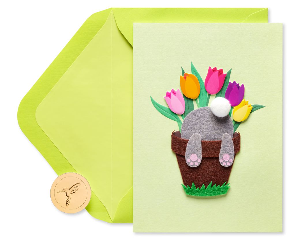 Bunny in Flower Pot Easter Greeting Card Image 1