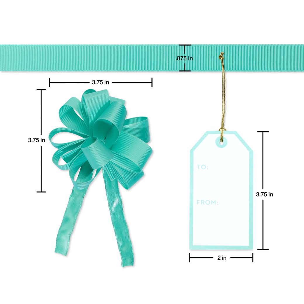 Icy Blue and Grey Christmas Gift Tags, Ribbons and Bows for Gift Wrapping, 10-Count