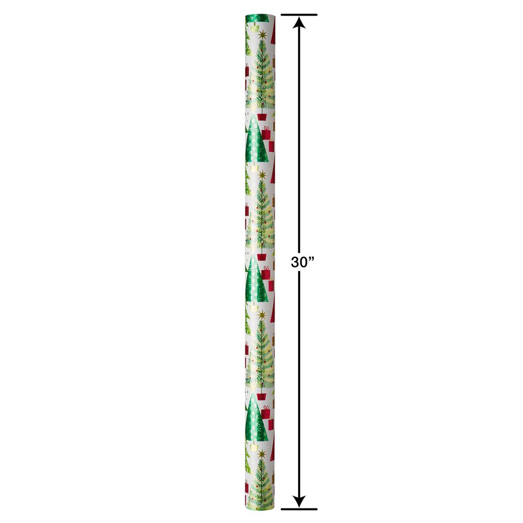 Christmas Trees and Candy Canes Holiday Wrapping Paper Set, 2 Rolls, 2 Ribbons, 5 Tags, 12 Labels Image 6