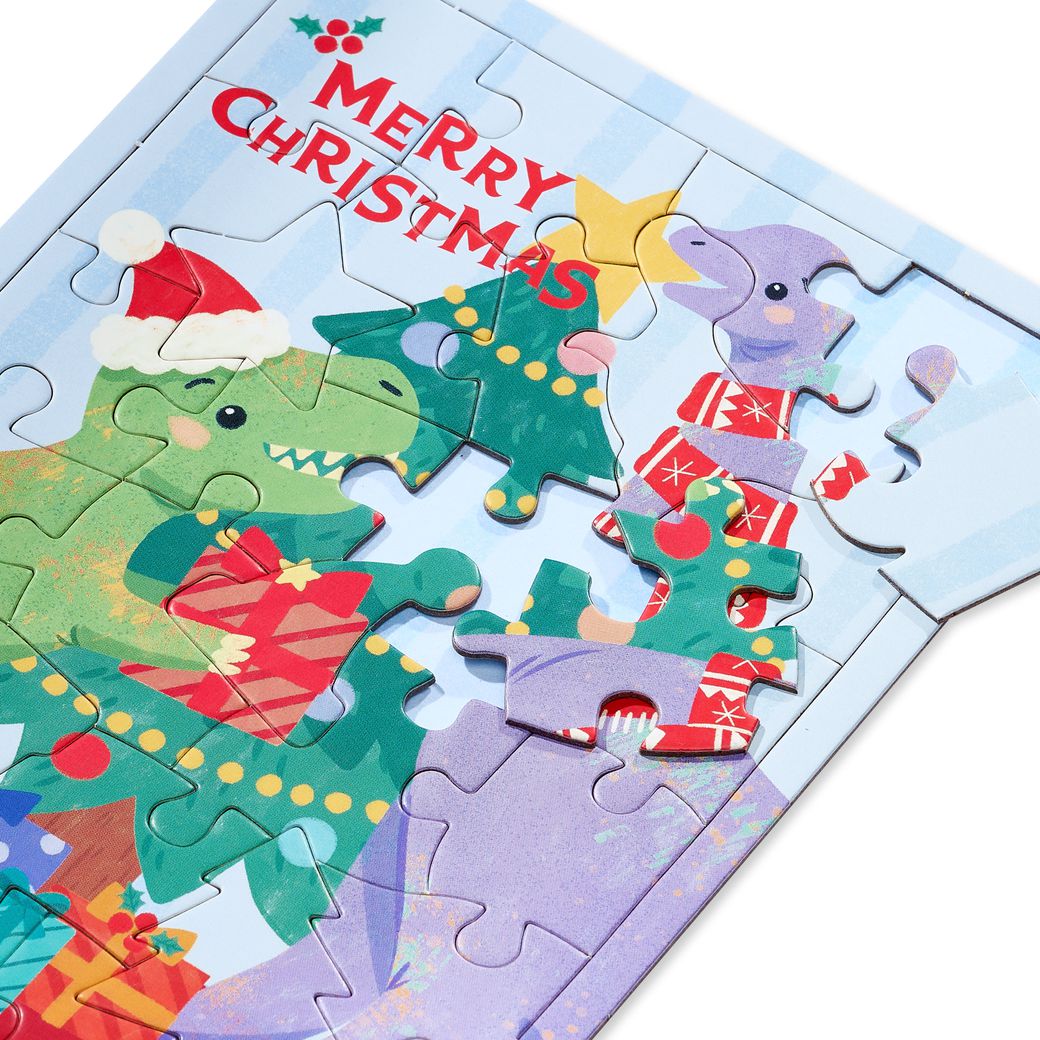 Super Rawr-some Dinosaur Christmas Greeting Card for Kids