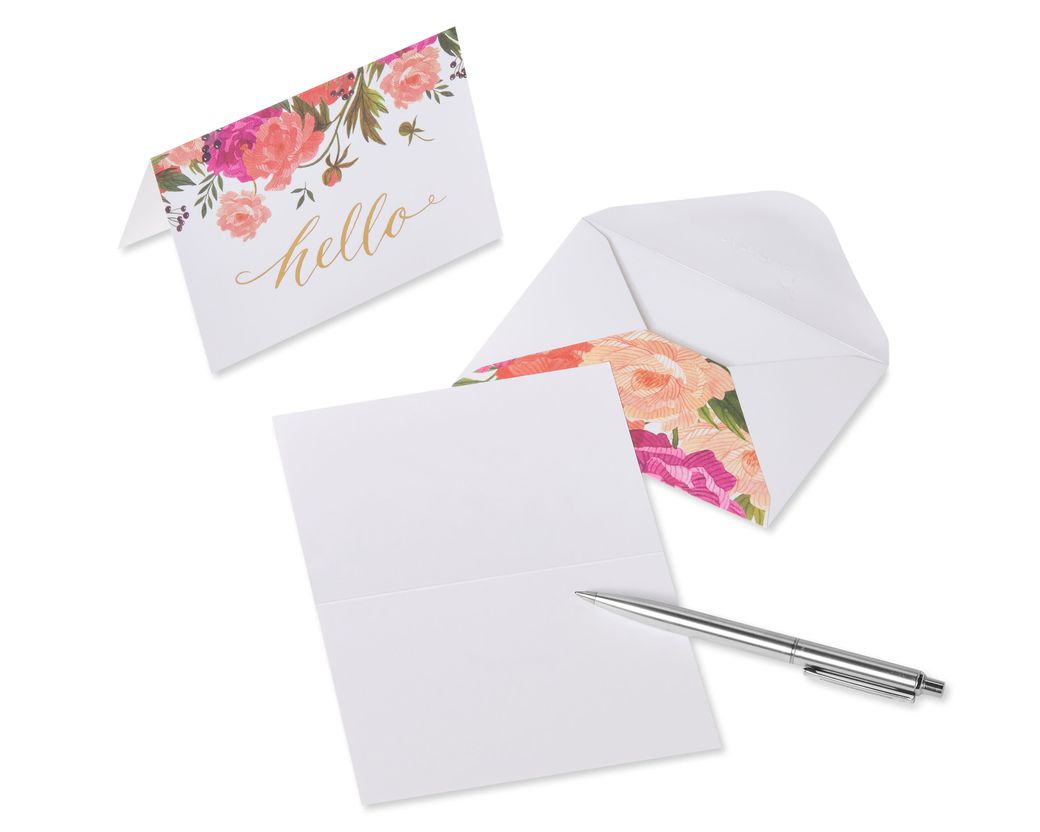 Floral Hello Blank Note Cards with Envelopes, 14-Count Image 3