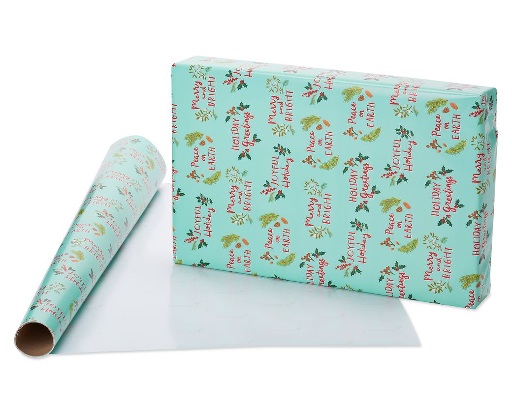 Holiday Friends and Peace on Earth Holiday Wrapping Paper Bundle, Santa Toss, 3 Rolls Image 4