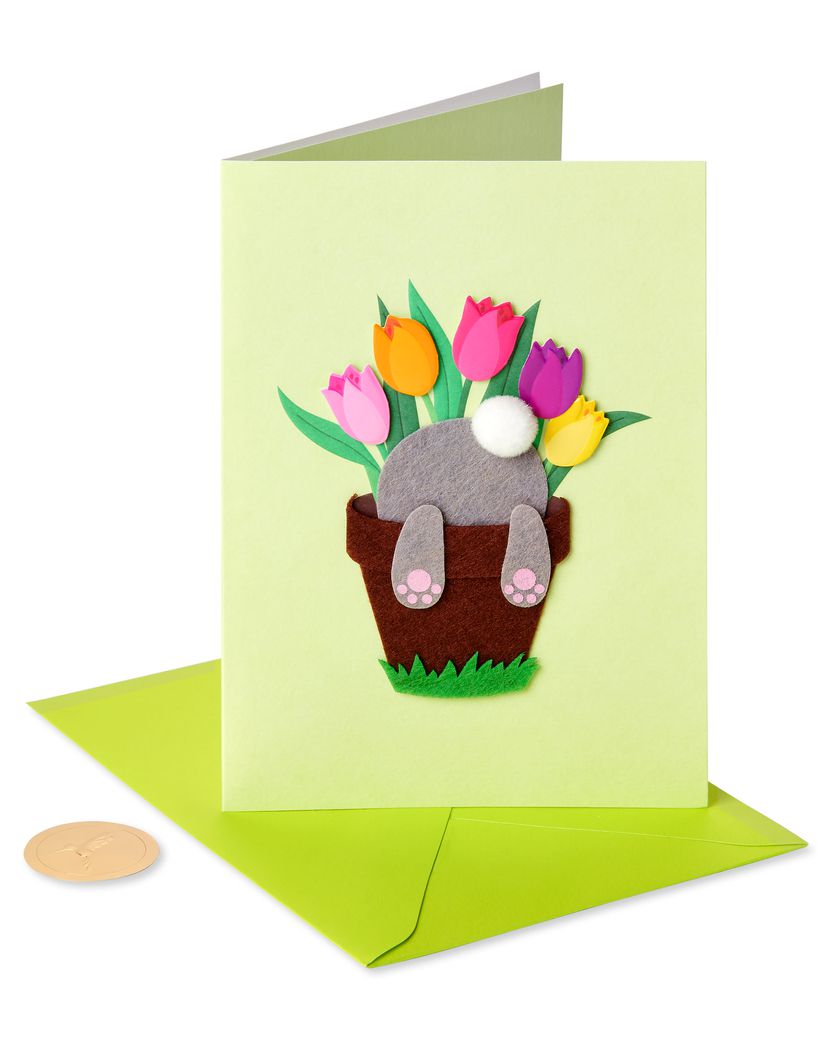 Bunny in Flower Pot Easter Greeting Card Image 4