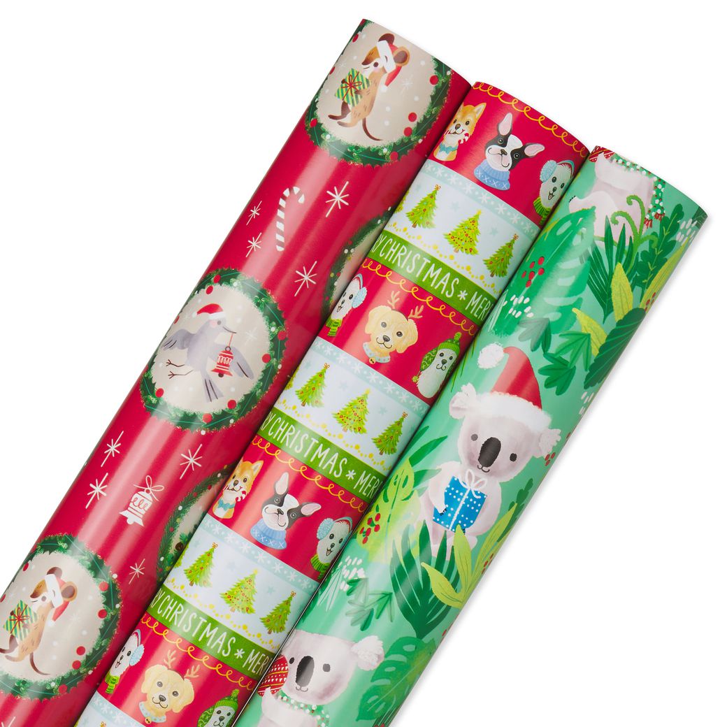 Forest Friends, Festive Friends, Koalas Holiday Wrapping Paper Rolls, 3 Rolls Papyrus