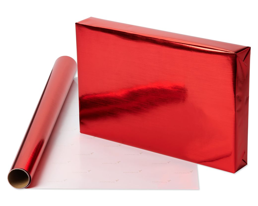 Red And Silver Holiday Wrapping Paper Rolls, 2 Rolls Papyrus