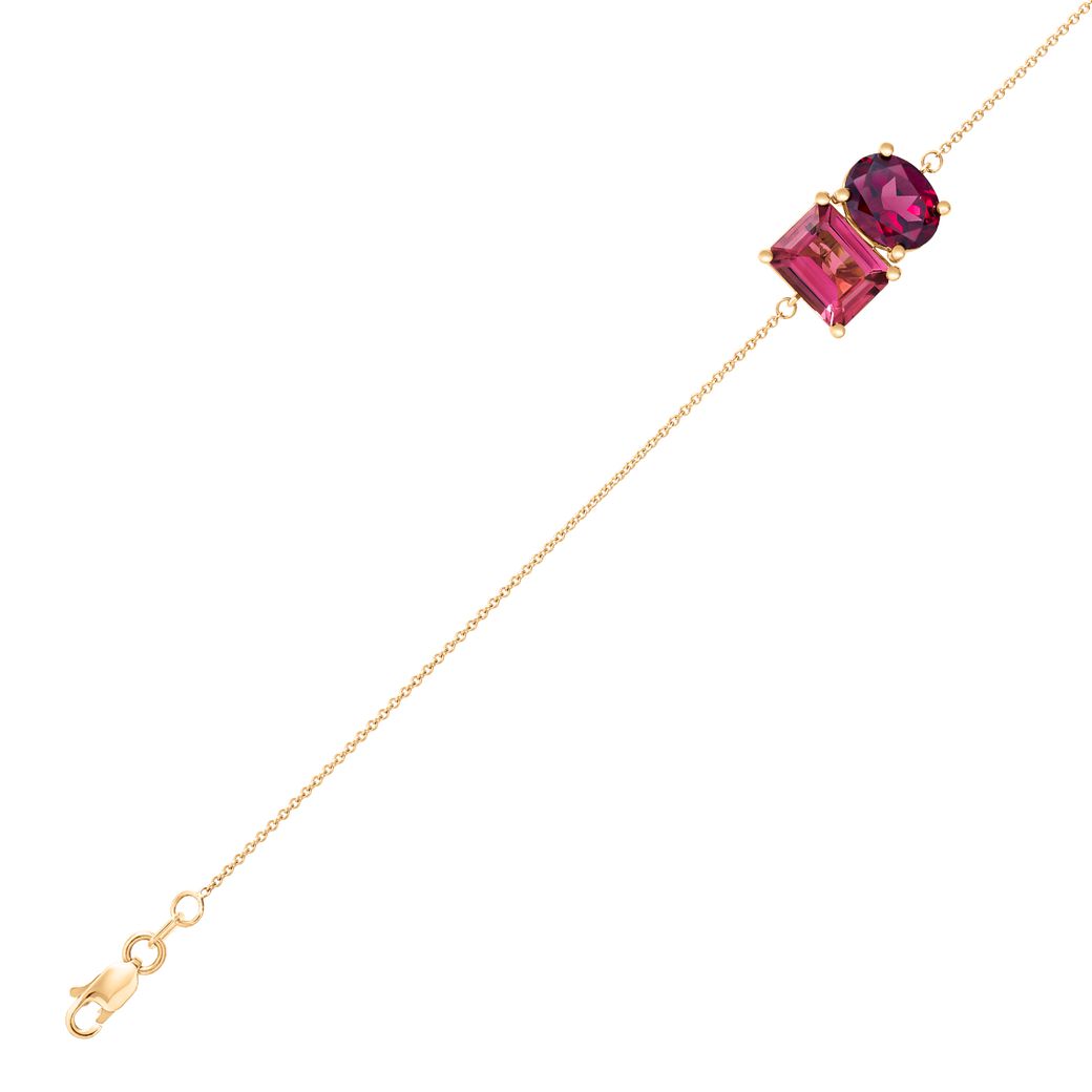 Papyrus Mystic Pink Topaz and Rhodolite Garnet Yellow Gold Bracelet Image 2