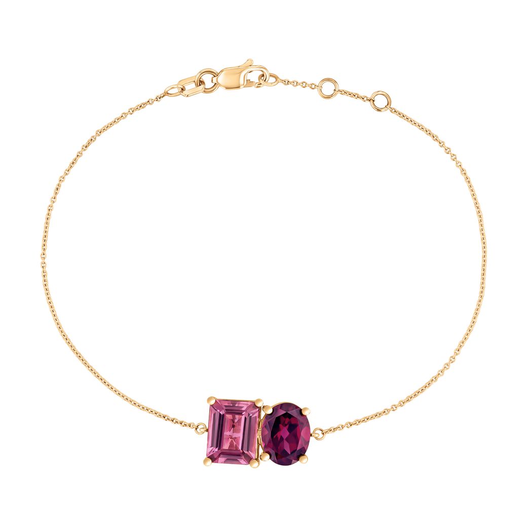 Papyrus Mystic Pink Topaz and Rhodolite Garnet Yellow Gold Bracelet Image 1