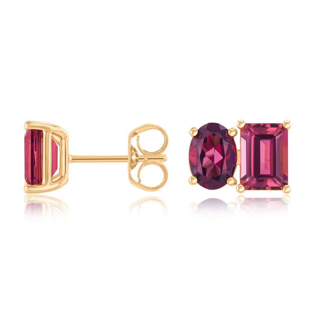 Papyrus Mystic Pink Topaz and Rhodolite Garnet Yellow Gold Earrings Image 2