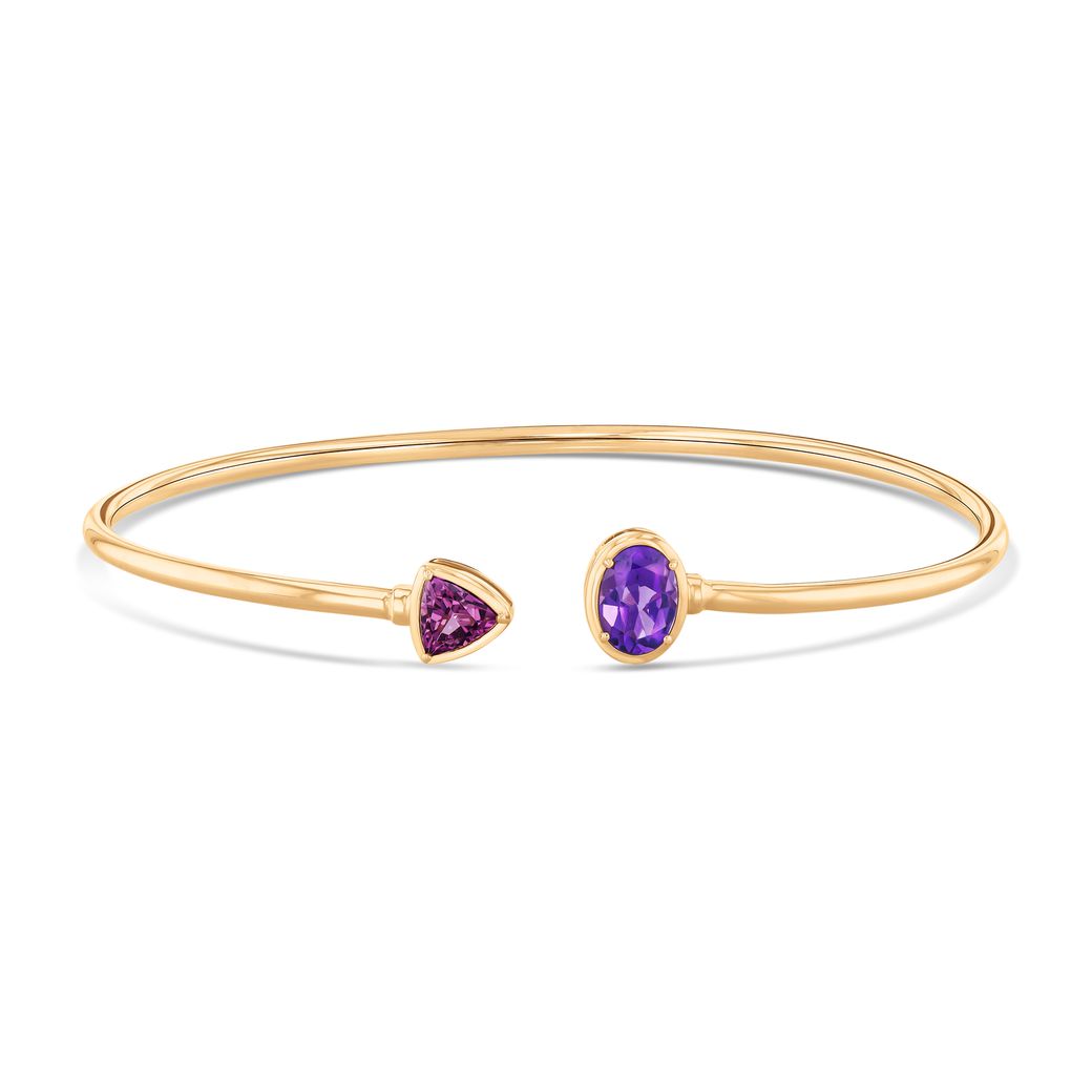 Papyrus Rhodolite Garnet and Amethyst Yellow Gold Cuff Bracelet Image 1