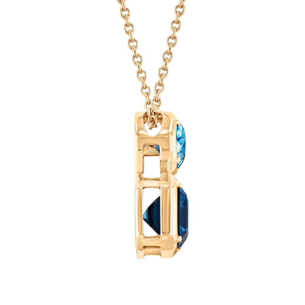 Papyrus London Blue Topaz and Blue Topaz Yellow Gold Pendant Necklace Image 2