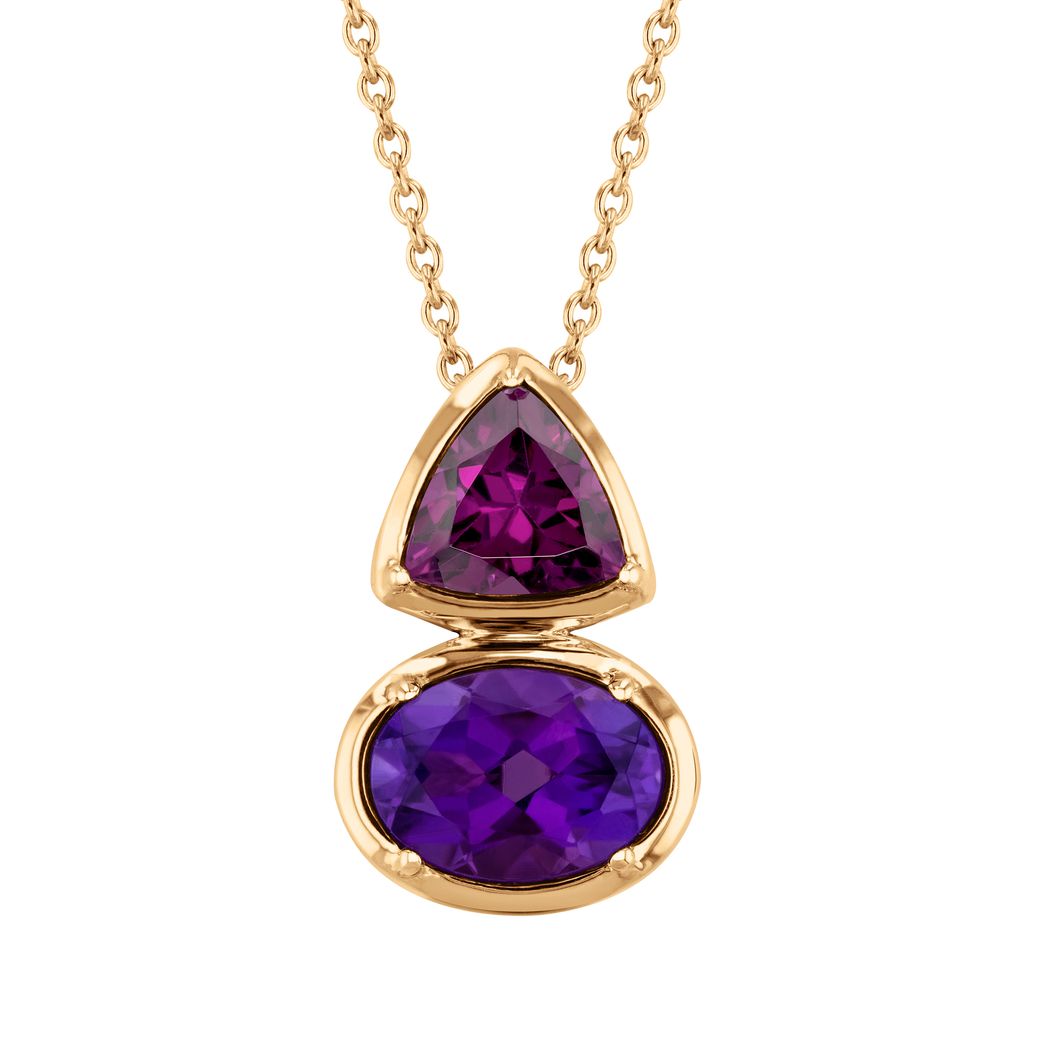 Papyrus Rhodolite Garnet and Amethyst Yellow Gold Pendant Necklace Image 1