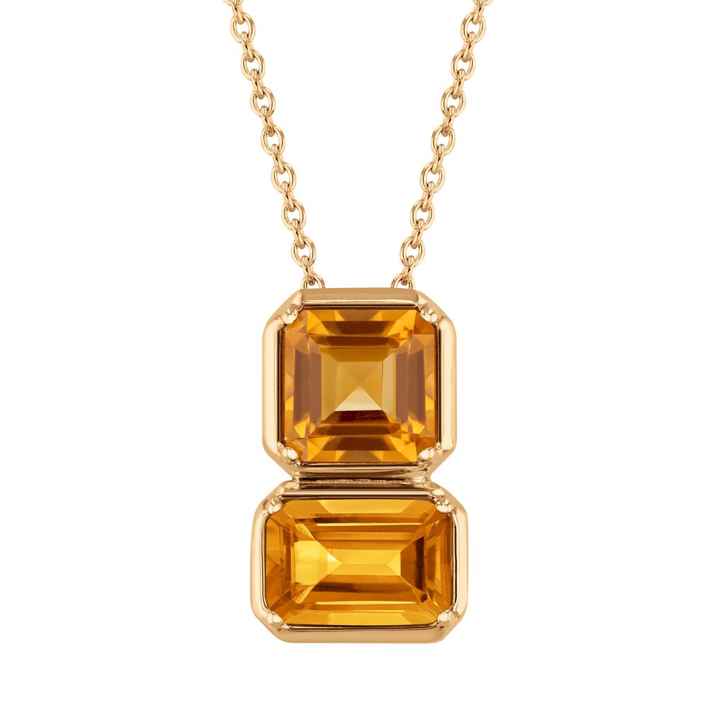 Papyrus Light Citrine and Dark Citrine Yellow Gold Pendant Necklace Image 1