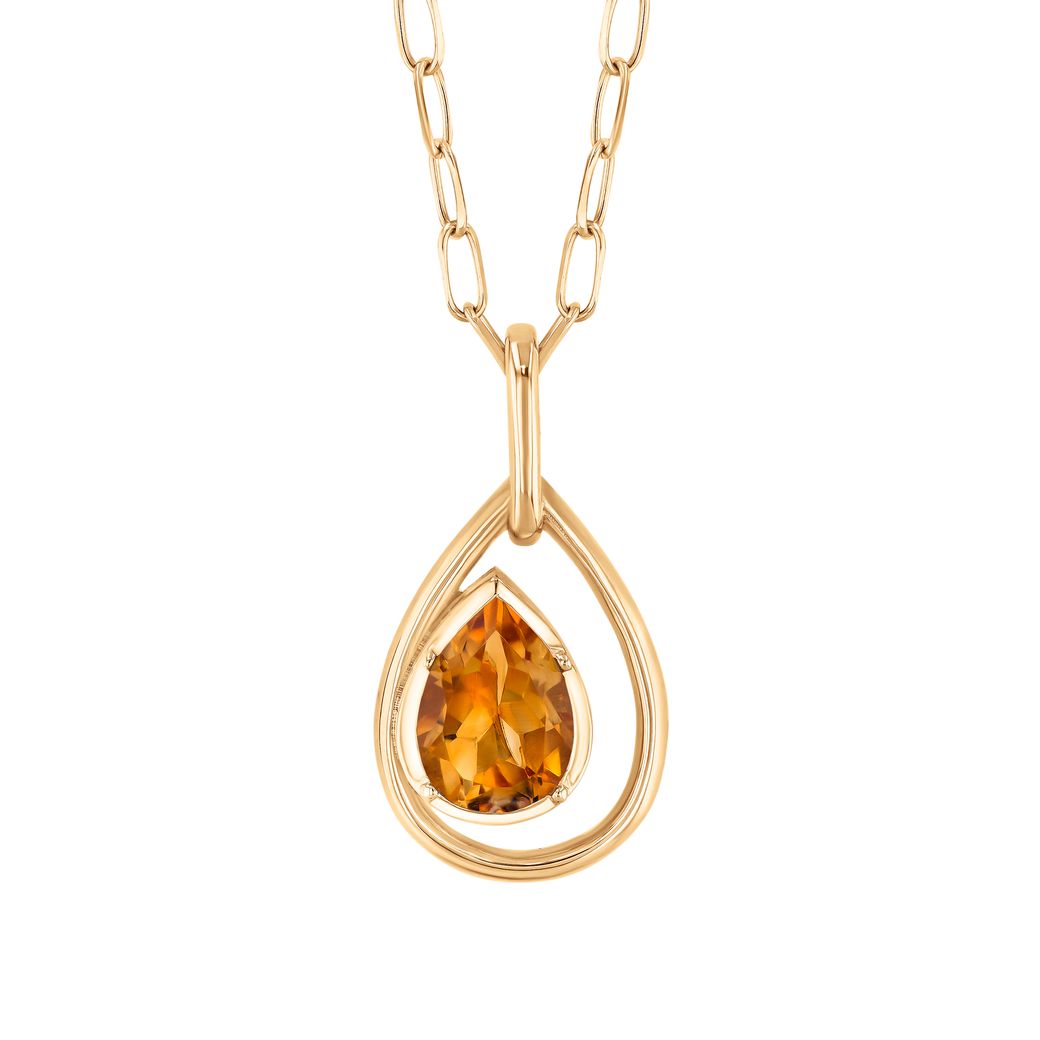 Papyrus Citrine Yellow Gold Teardrop Pendant Necklace Image 1