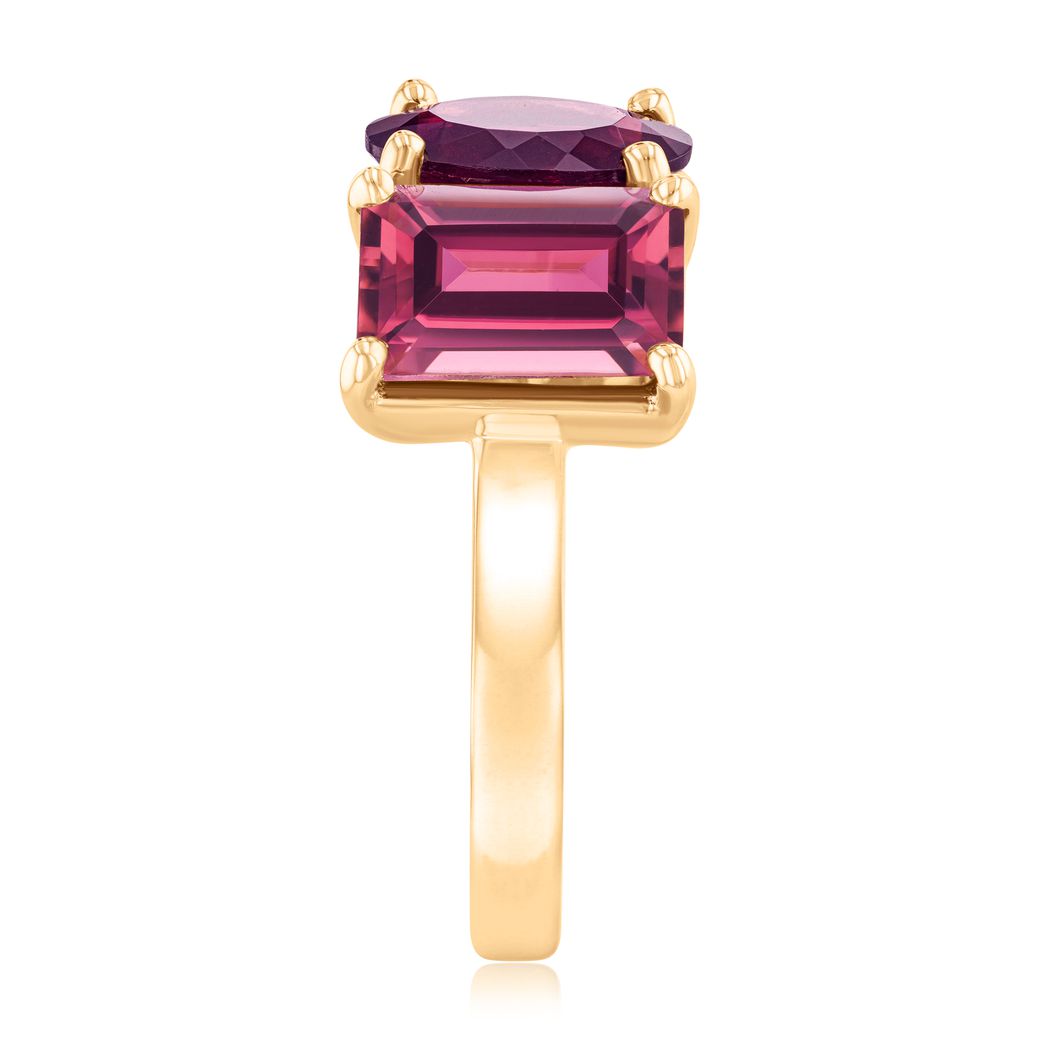 Papyrus Mystic Pink Topaz and Rhodolite Garnet Yellow Gold Ring Image 4