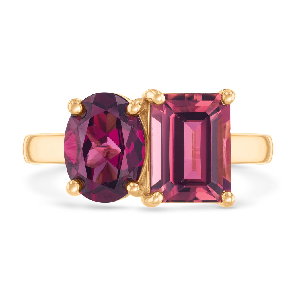 Papyrus Mystic Pink Topaz and Rhodolite Garnet Yellow Gold Ring Image 2