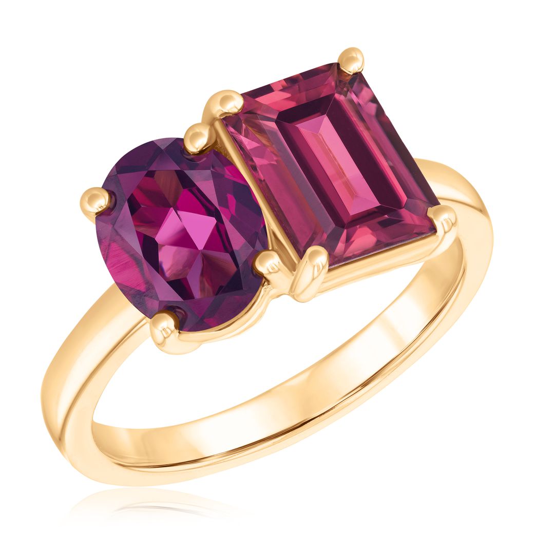 Papyrus Mystic Pink Topaz and Rhodolite Garnet Yellow Gold Ring Image 1