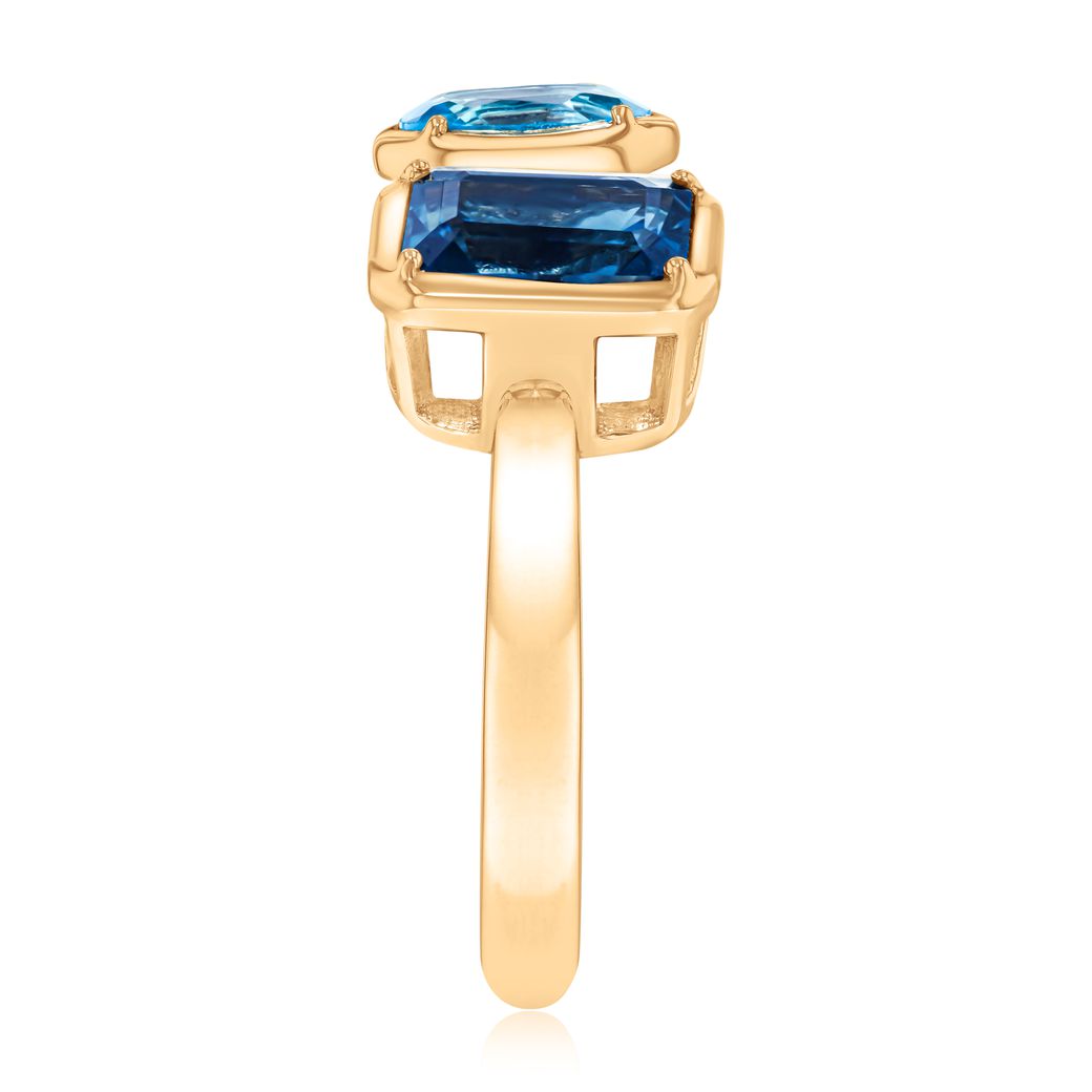 Papyrus London Blue Topaz and Blue Topaz Yellow Gold Open Ring Image 4