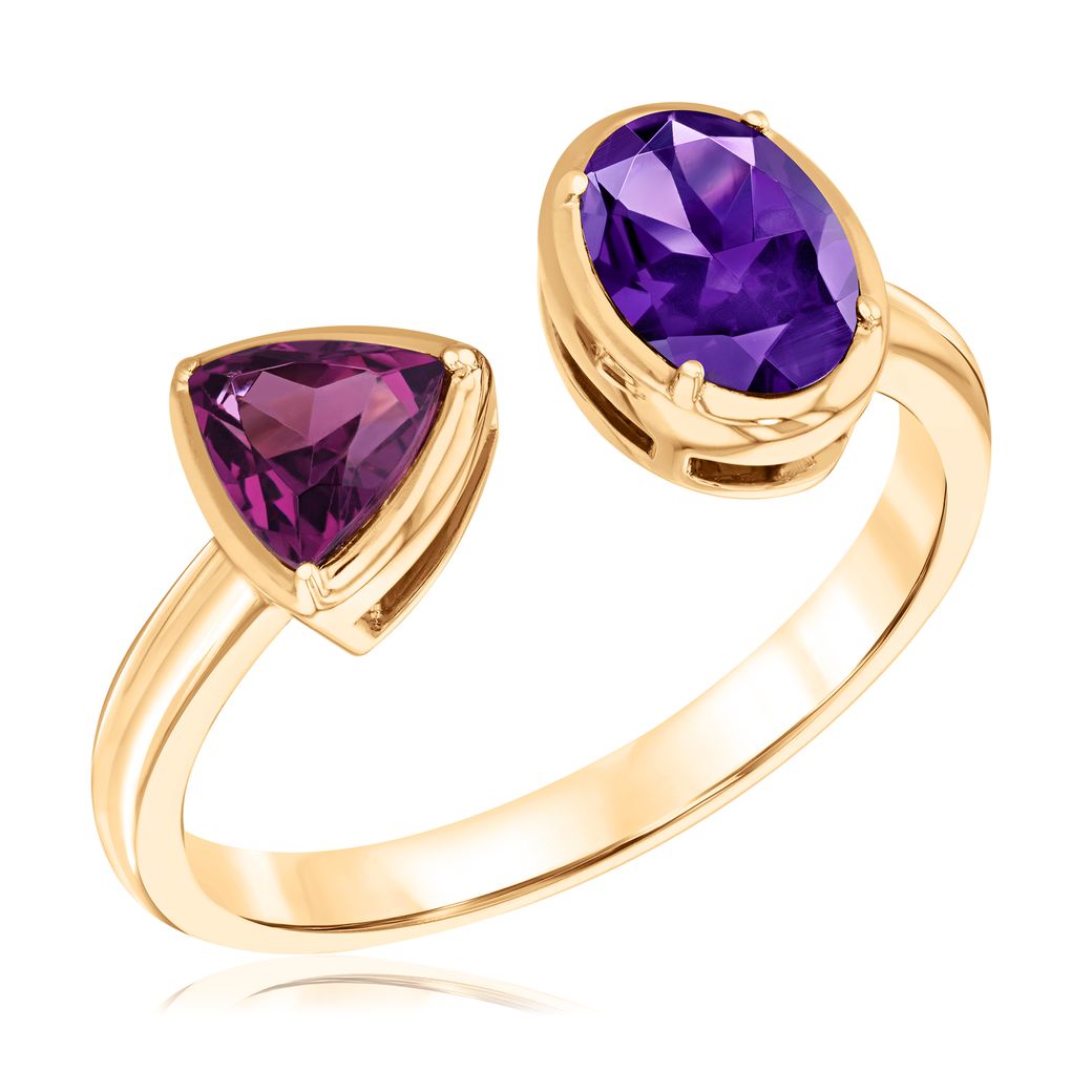 Papyrus Rhodolite Garnet and Amethyst Yellow Gold Open Ring Image 1