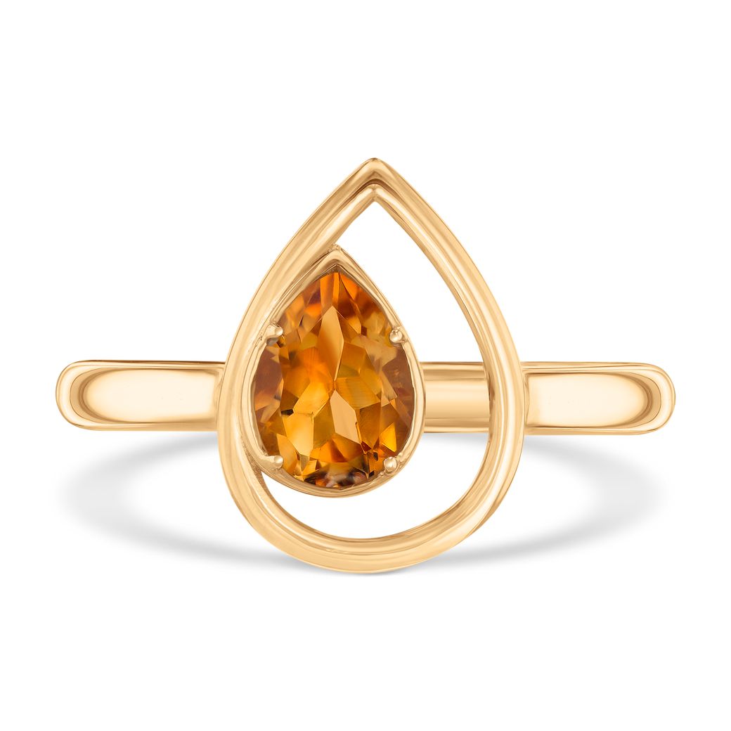 Papyrus Citrine Yellow Gold Teardrop Ring Image 2