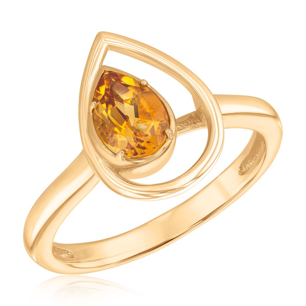 Papyrus Citrine Yellow Gold Teardrop Ring Image 1