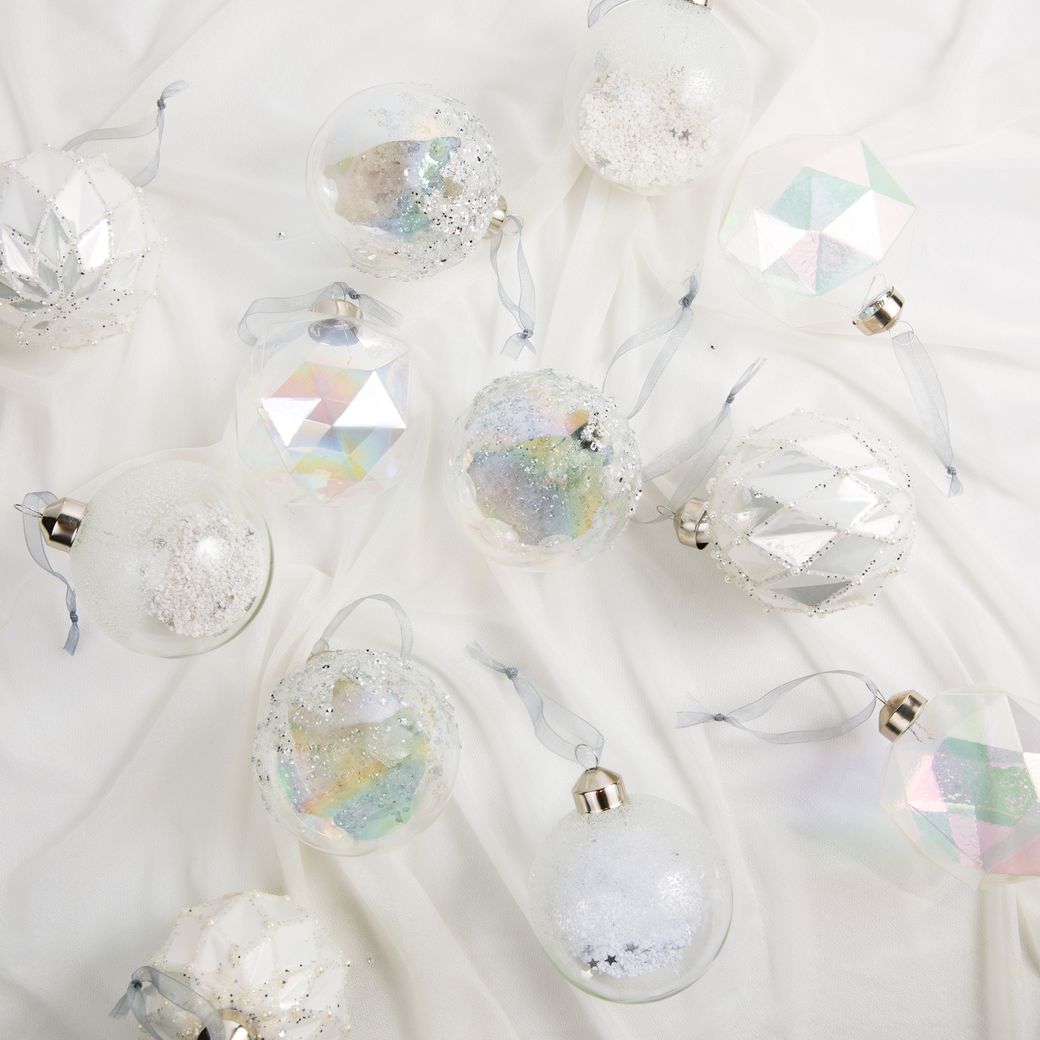 12 Pack Crystal Christmas Ornaments