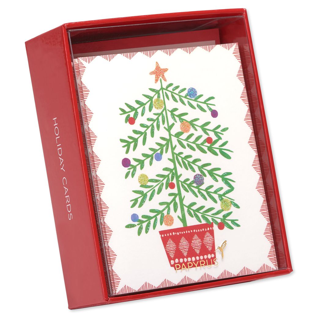 Christmas Tree With Pom Poms Christmas Greeting Card - Papyrus