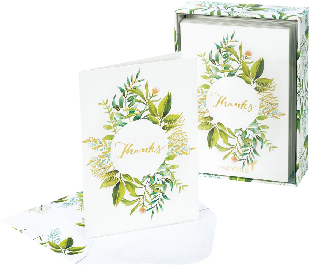 Papyrus Thank You Cards with Envelopes, Gold Border (16-Count