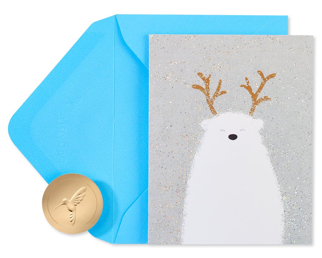 White Polar Bear on Blue All Occasion Wrapping Paper