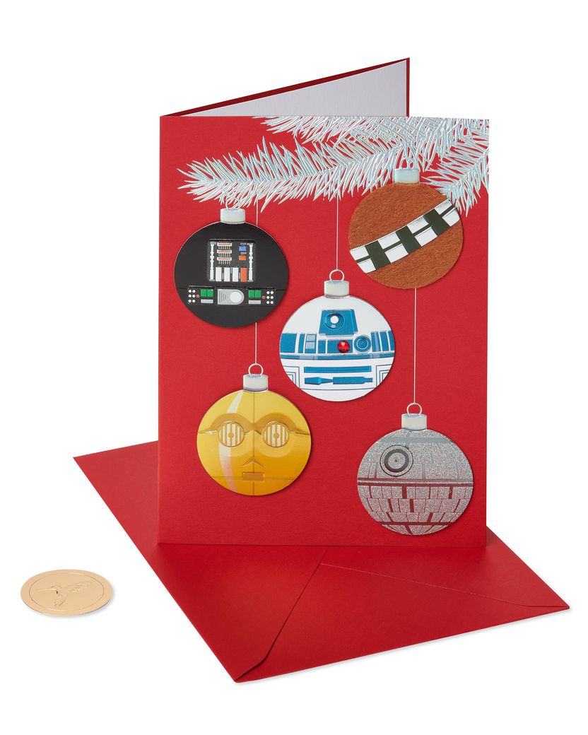 Merry Force Be with You Star Wars Christmas Boxed Cards -Glitter, 8-Count Image 5