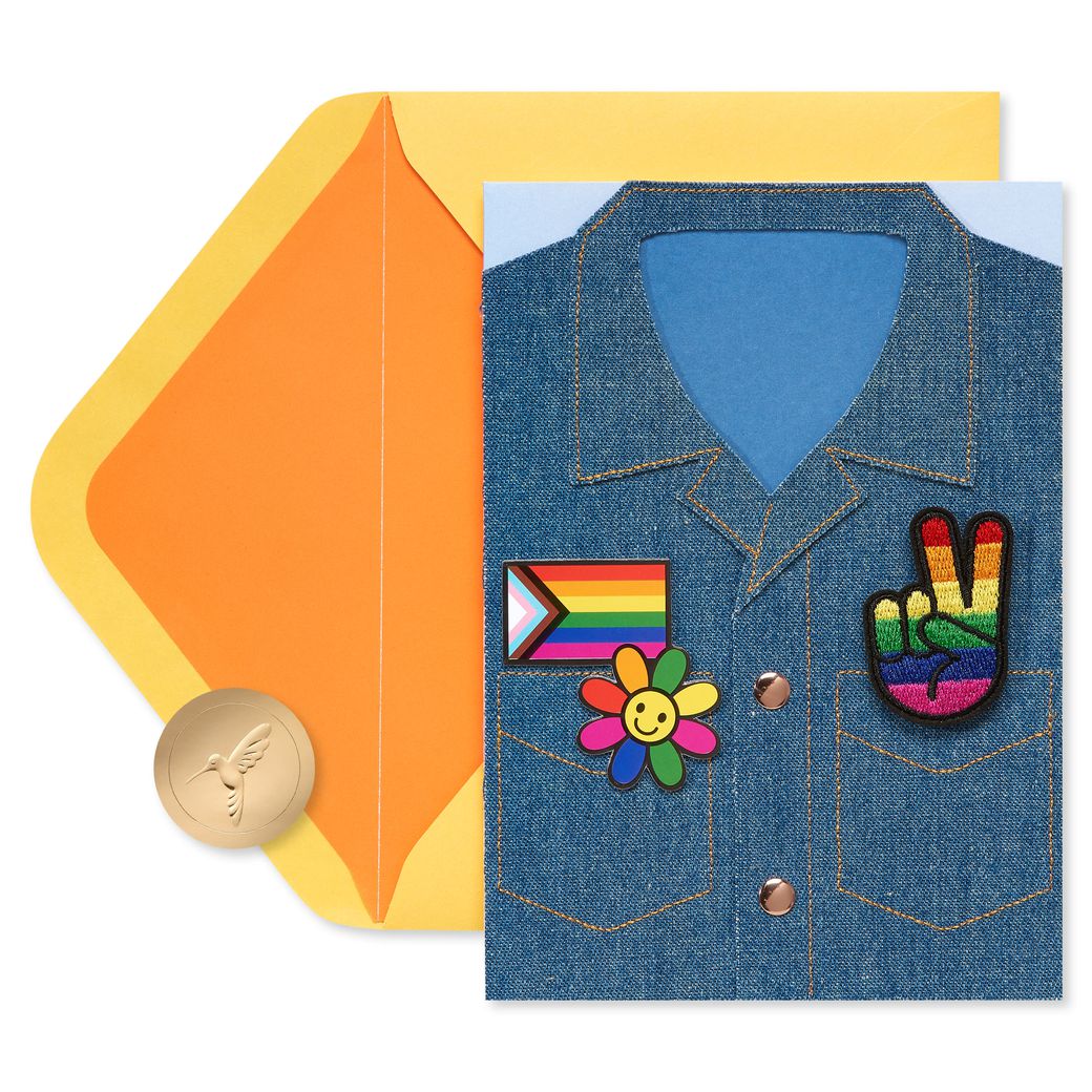 Jean Jacket Blank Pride Month Greeting Card for LGBTQIA+ Image 1