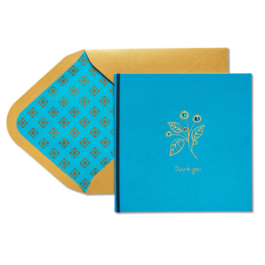 Papyrus Thank You Cards with Envelopes, Gold Flourish (16-Count