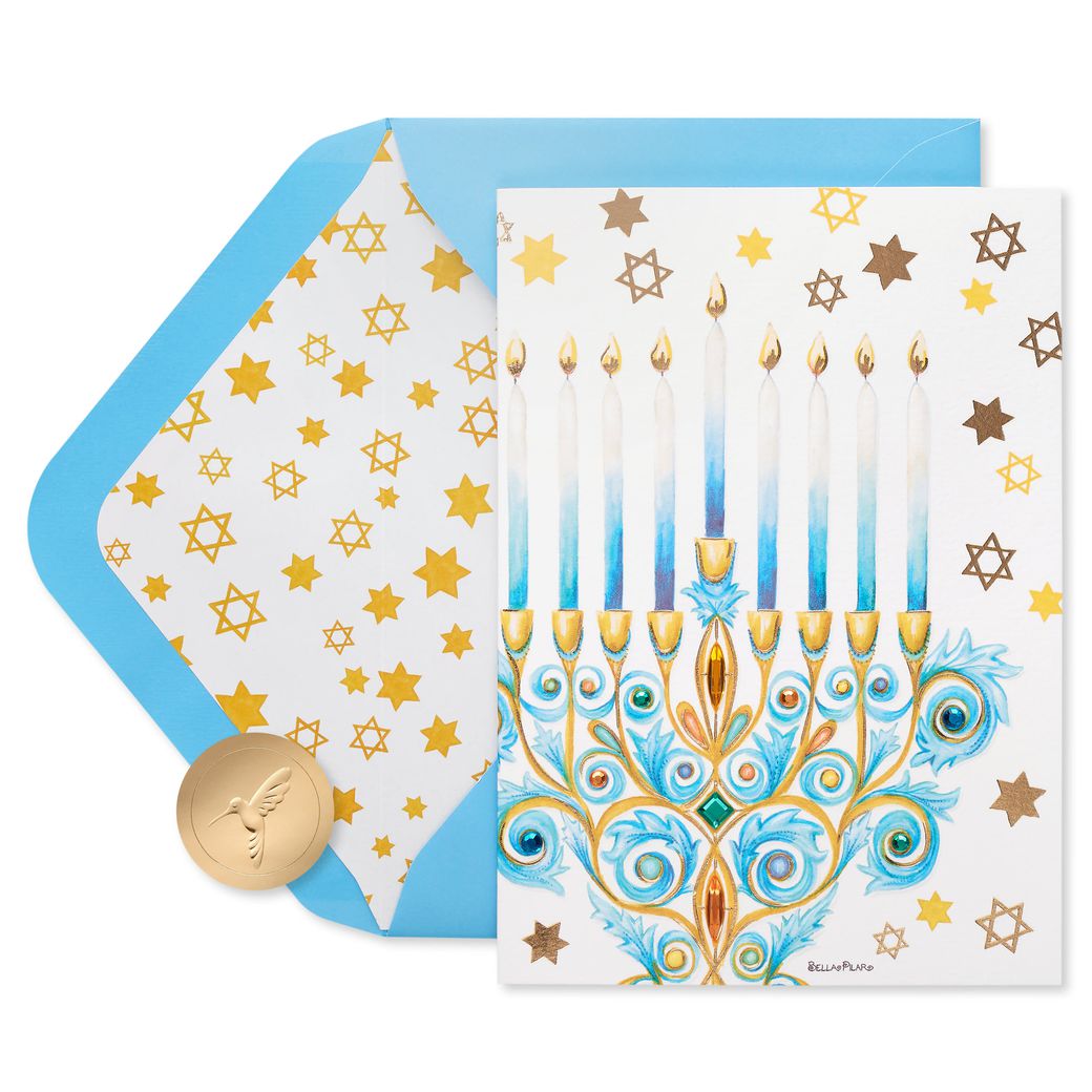 Health, and Happiness Menorah Hanukkah Boxed Cards, 8-Count Image 1