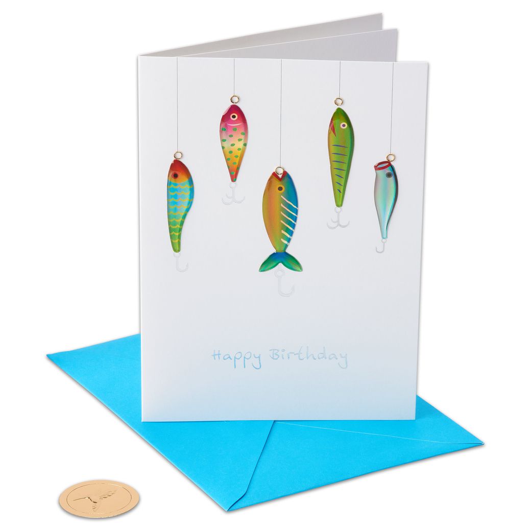 Fish On Hooks Birthday Greeting Card - Papyrus