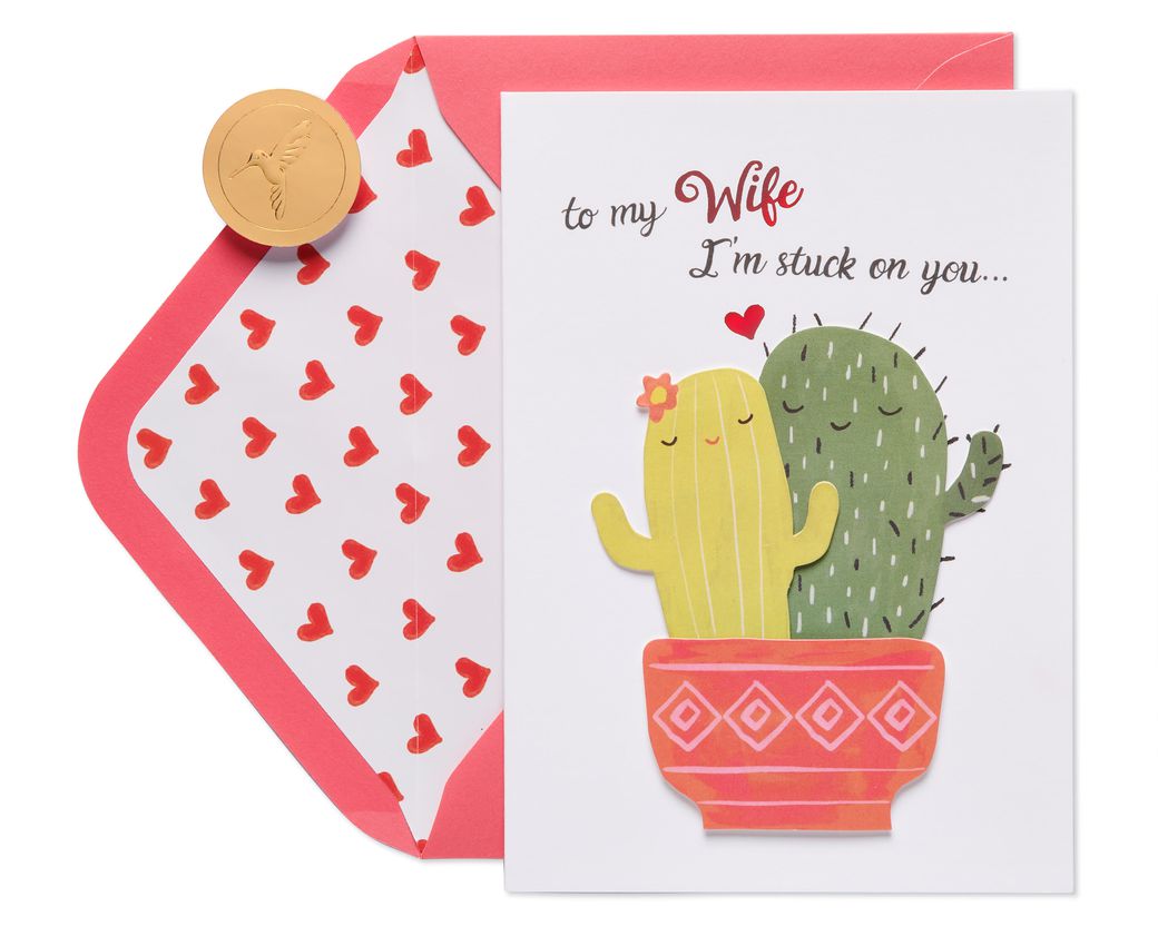 Cacti Funny Valentine's Day Greeting Card for Wife Image 1