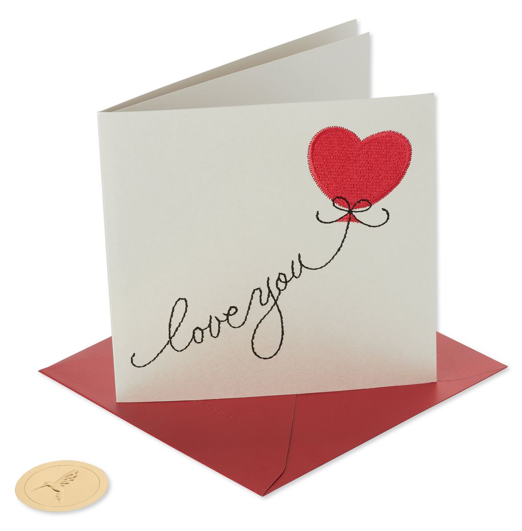 Heart Shaped Balloon Embroidered Greeting Card Image 4
