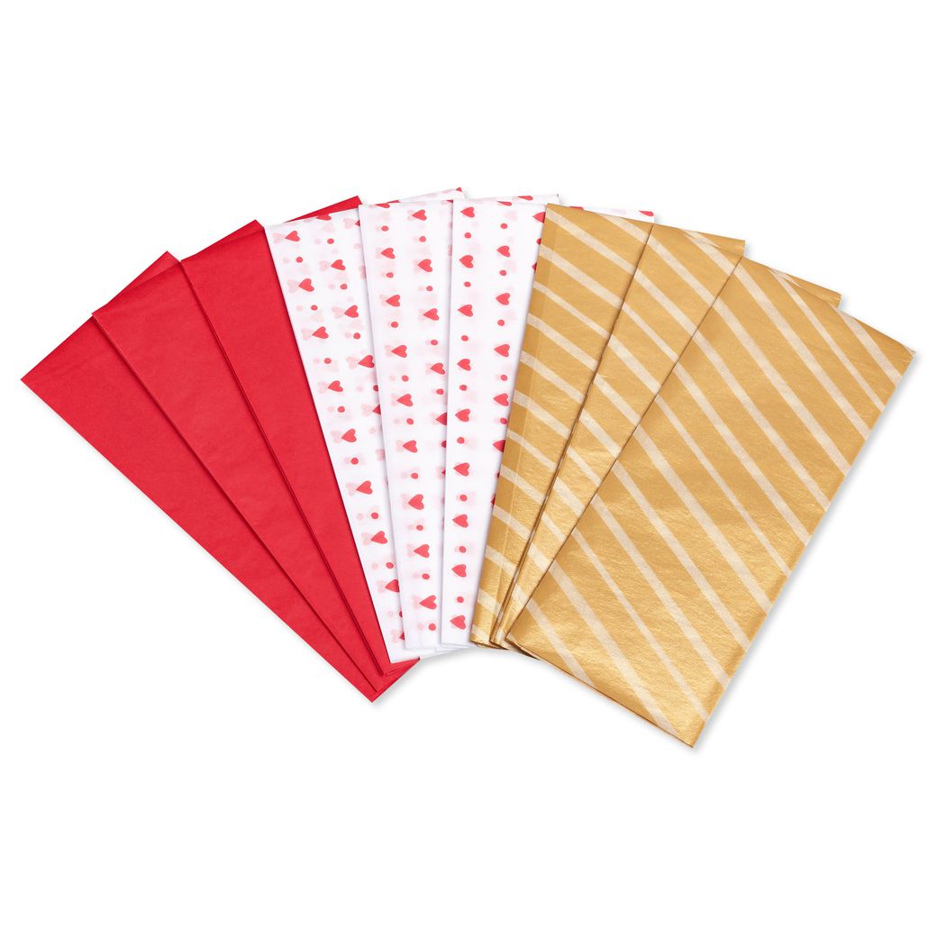 Hearts and Stripes Valentine's Day Tissue Paper, 9 Sheets Image 1