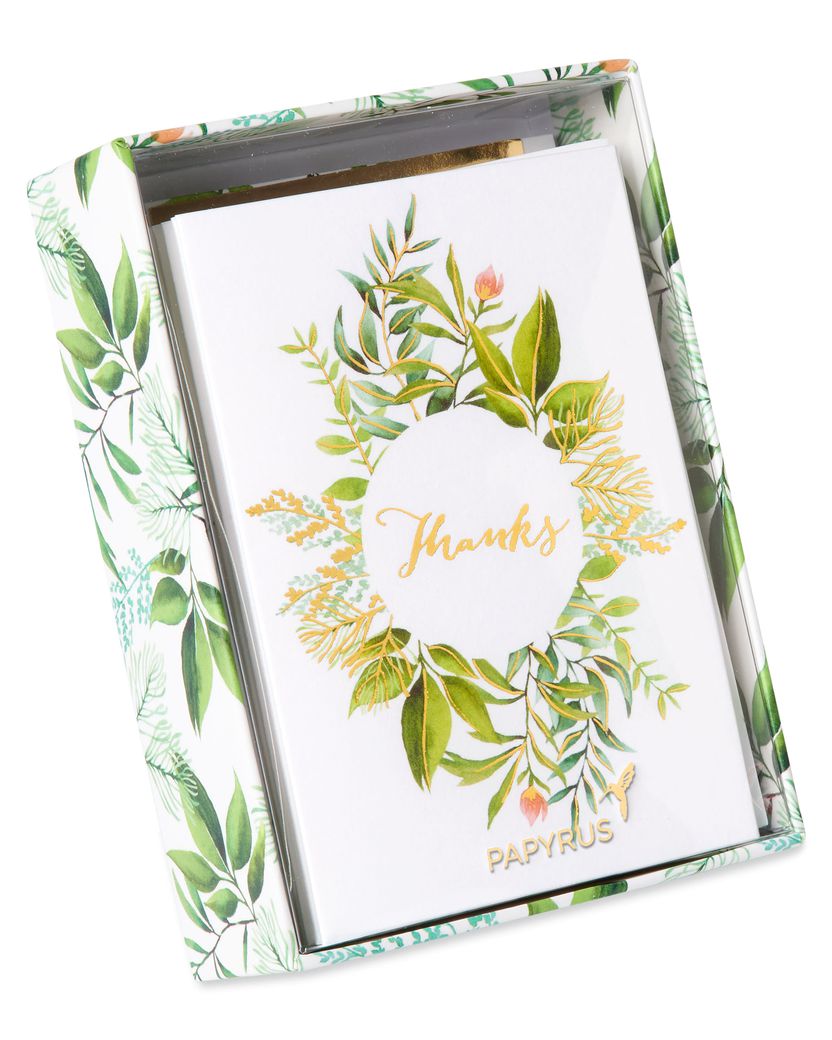 Papyrus Thank You Cards with Envelopes, Gold Border (16-Count) 