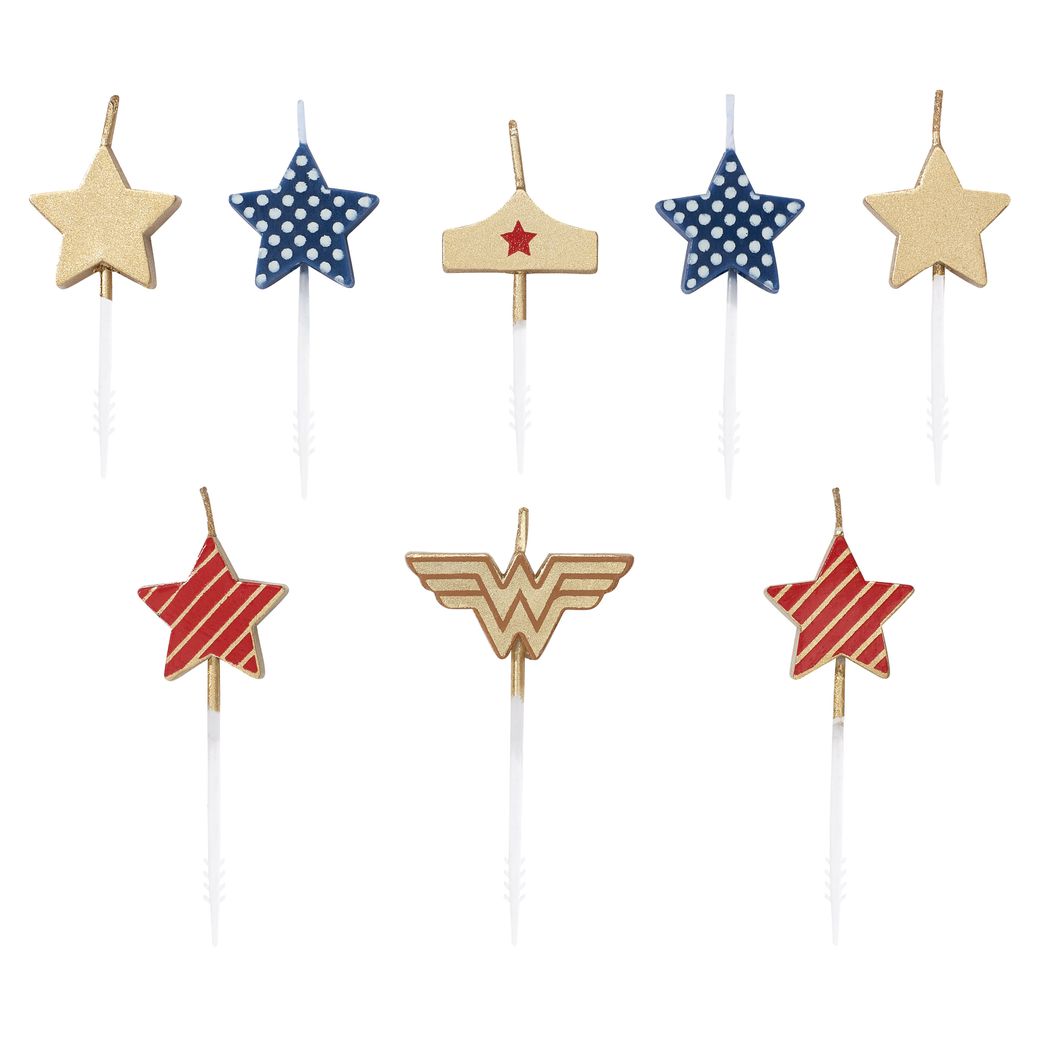 Wonder Woman Stars Cake Topper Birthday Candles, 8-Count Image 1