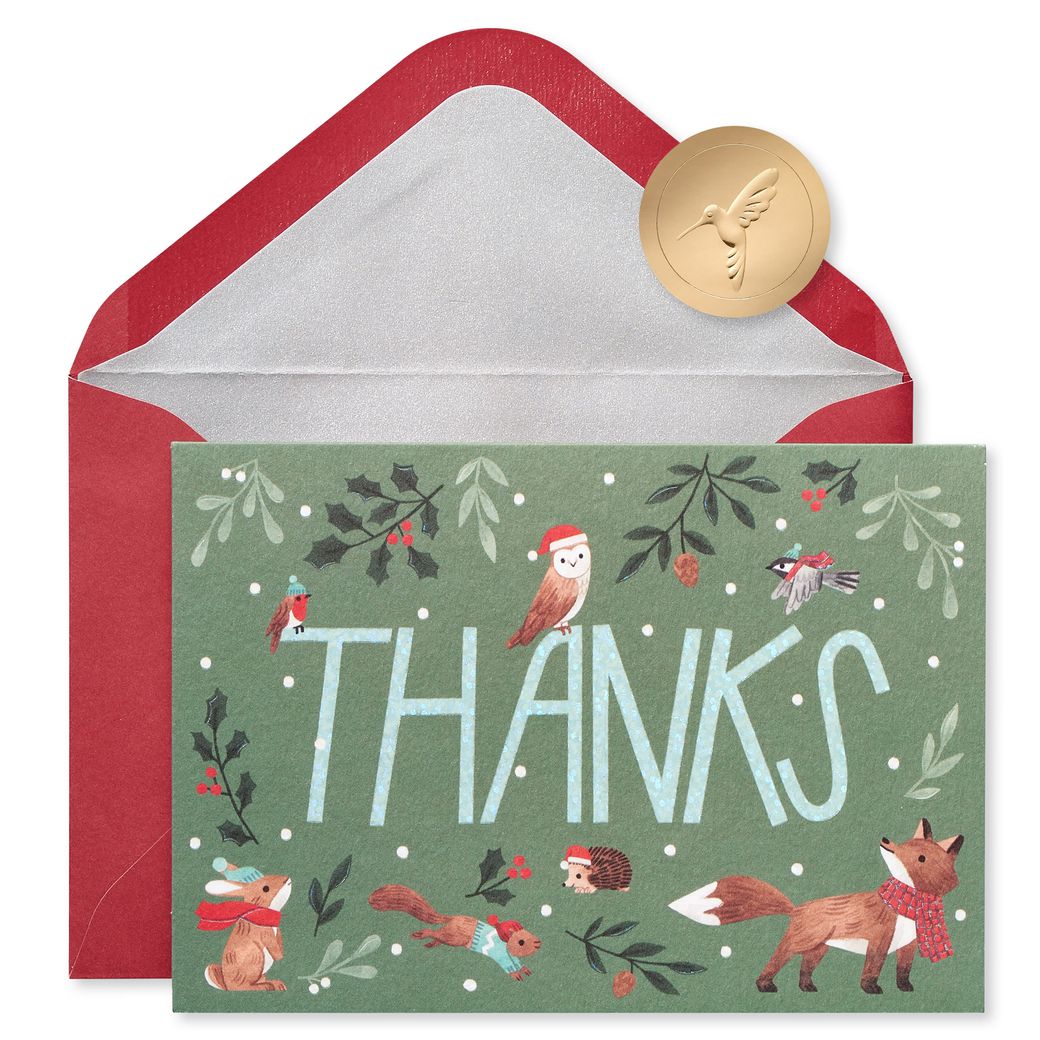 Woodland Thank You Holiday Boxed Cards, 12-Count Image 1