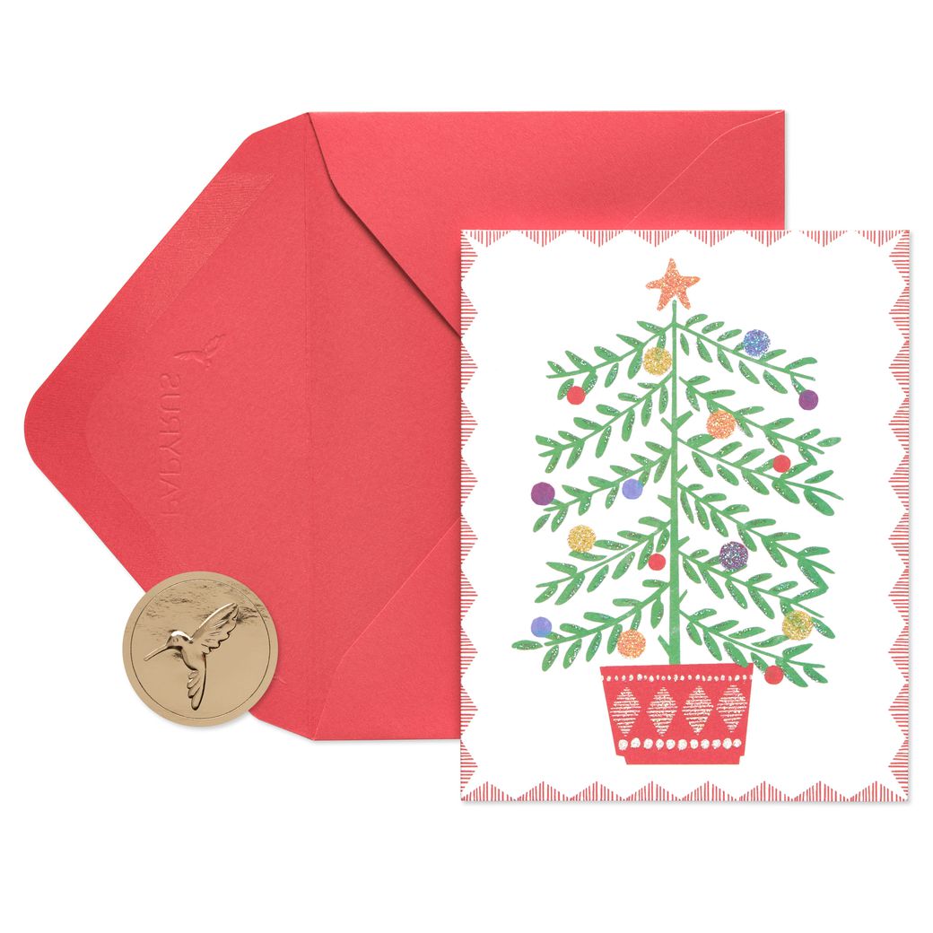 Christmas Tree With Pom Poms Christmas Greeting Card - Papyrus