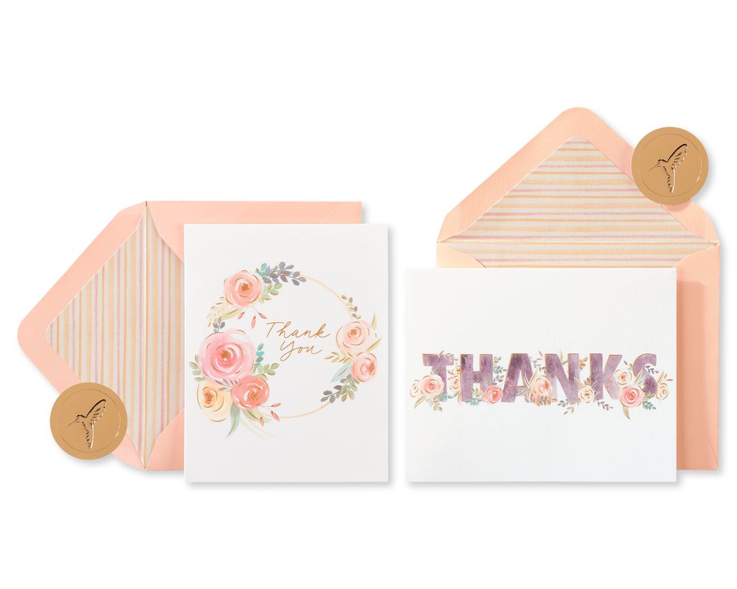 Papyrus Thank You Cards with Envelopes, Vibrant Florals (20-Count)